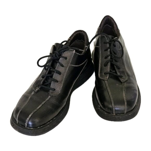 Brown Shoe Mens US 10 Black Salerno Leather Lace Up Italy Thick Rubber Sole - Picture 1 of 14